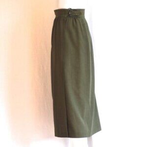 Escada Olive Green Wool Wrap Skirt - Germany